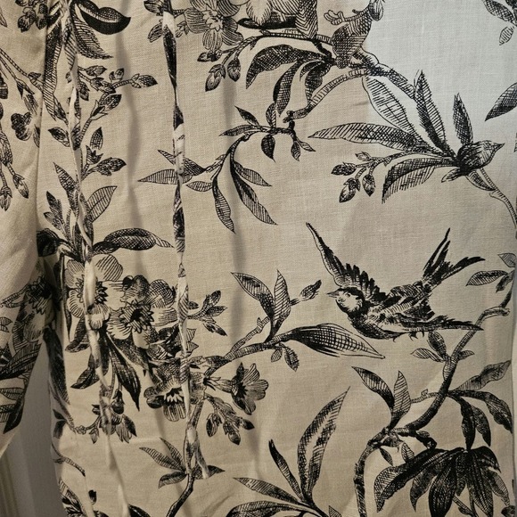 100% Linen cream bird floral pants size 8 NWOT - Picture 4 of 5